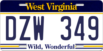 WV license plate DZW349