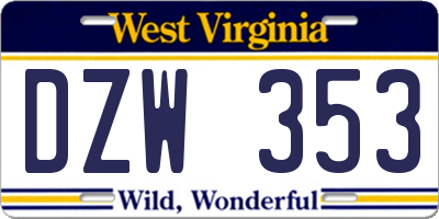 WV license plate DZW353