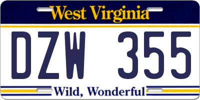 WV license plate DZW355