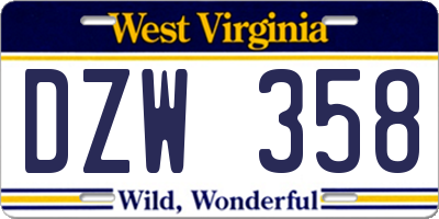 WV license plate DZW358