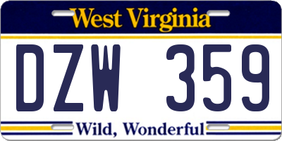 WV license plate DZW359