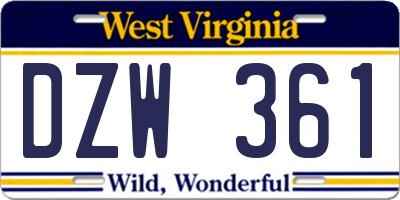 WV license plate DZW361