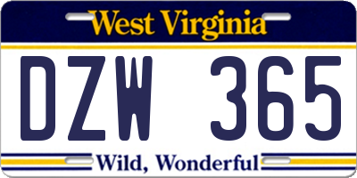 WV license plate DZW365