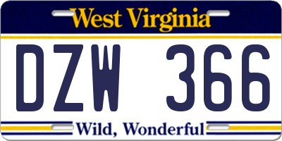 WV license plate DZW366