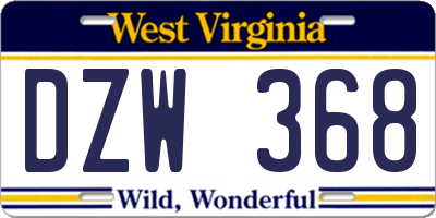 WV license plate DZW368