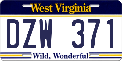 WV license plate DZW371