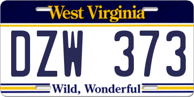 WV license plate DZW373