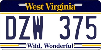 WV license plate DZW375