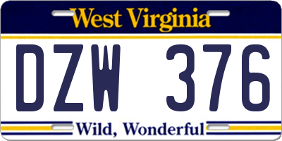 WV license plate DZW376