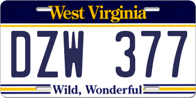 WV license plate DZW377