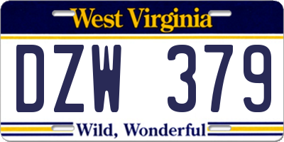 WV license plate DZW379