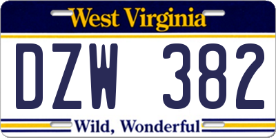 WV license plate DZW382