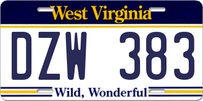 WV license plate DZW383