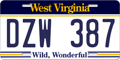 WV license plate DZW387