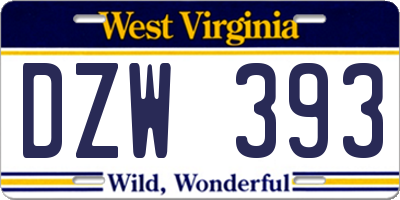 WV license plate DZW393