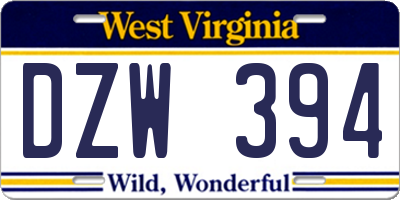 WV license plate DZW394