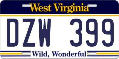 WV license plate DZW399