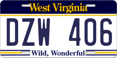 WV license plate DZW406