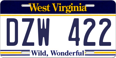 WV license plate DZW422