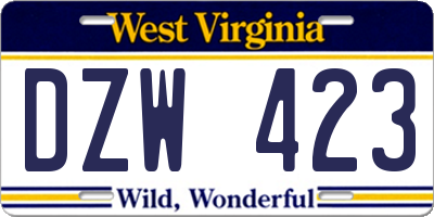 WV license plate DZW423