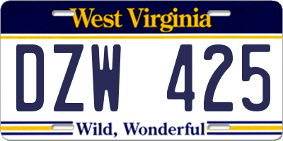 WV license plate DZW425