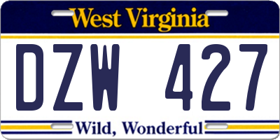 WV license plate DZW427