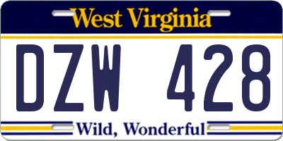 WV license plate DZW428