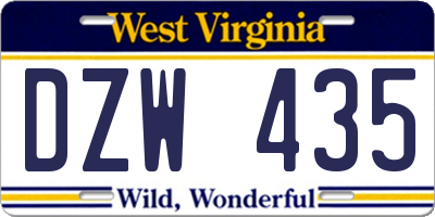 WV license plate DZW435