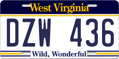 WV license plate DZW436