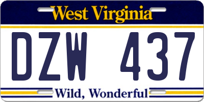 WV license plate DZW437