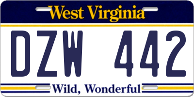 WV license plate DZW442