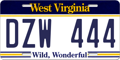 WV license plate DZW444