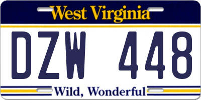 WV license plate DZW448