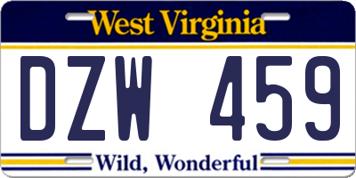 WV license plate DZW459