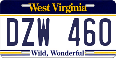 WV license plate DZW460