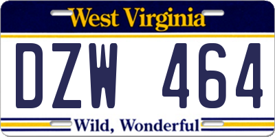 WV license plate DZW464