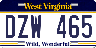 WV license plate DZW465