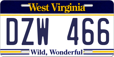 WV license plate DZW466