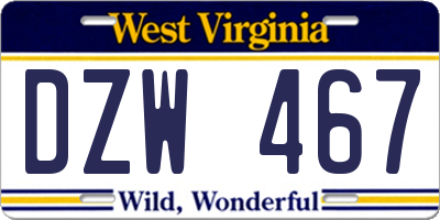 WV license plate DZW467