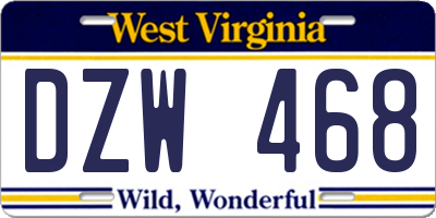 WV license plate DZW468