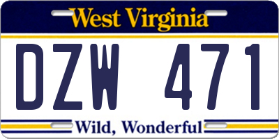 WV license plate DZW471