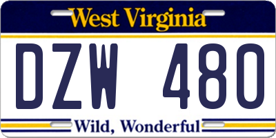 WV license plate DZW480