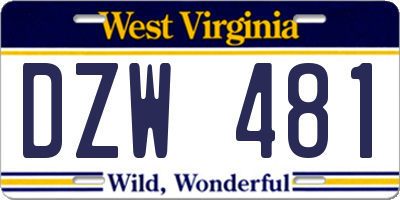 WV license plate DZW481