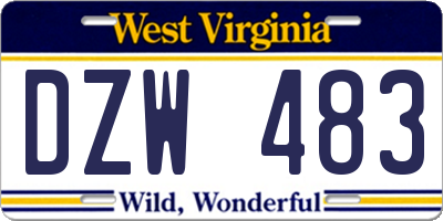 WV license plate DZW483