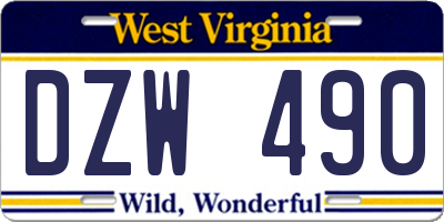 WV license plate DZW490