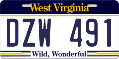 WV license plate DZW491