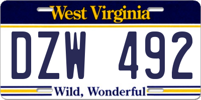 WV license plate DZW492