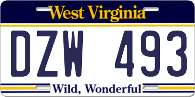 WV license plate DZW493