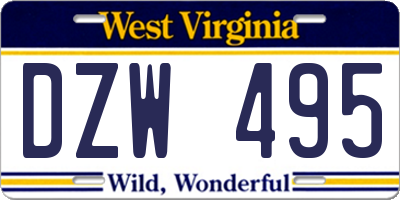 WV license plate DZW495