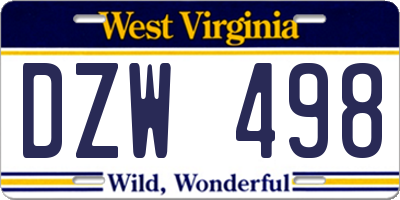 WV license plate DZW498